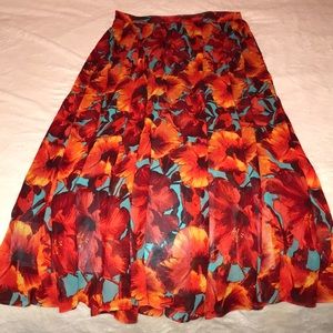 NY & Co Maxi Skirt with Fiery Red Flowers